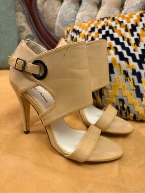 Michael Antonio Tan Beige High Heel Sandals with Ankle Cuff
